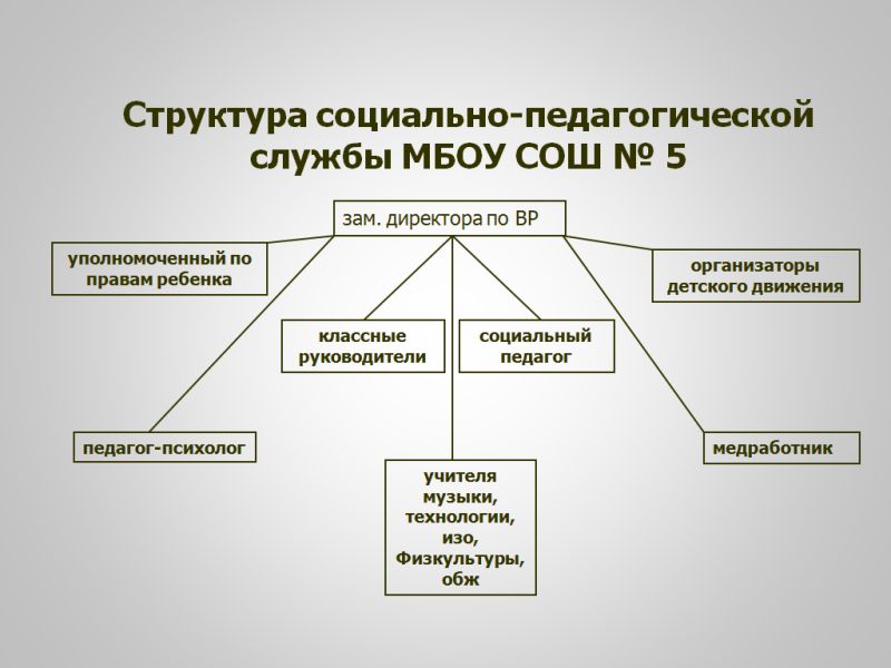 Структура социально-педагогической службы МБОУ СОШ № 5